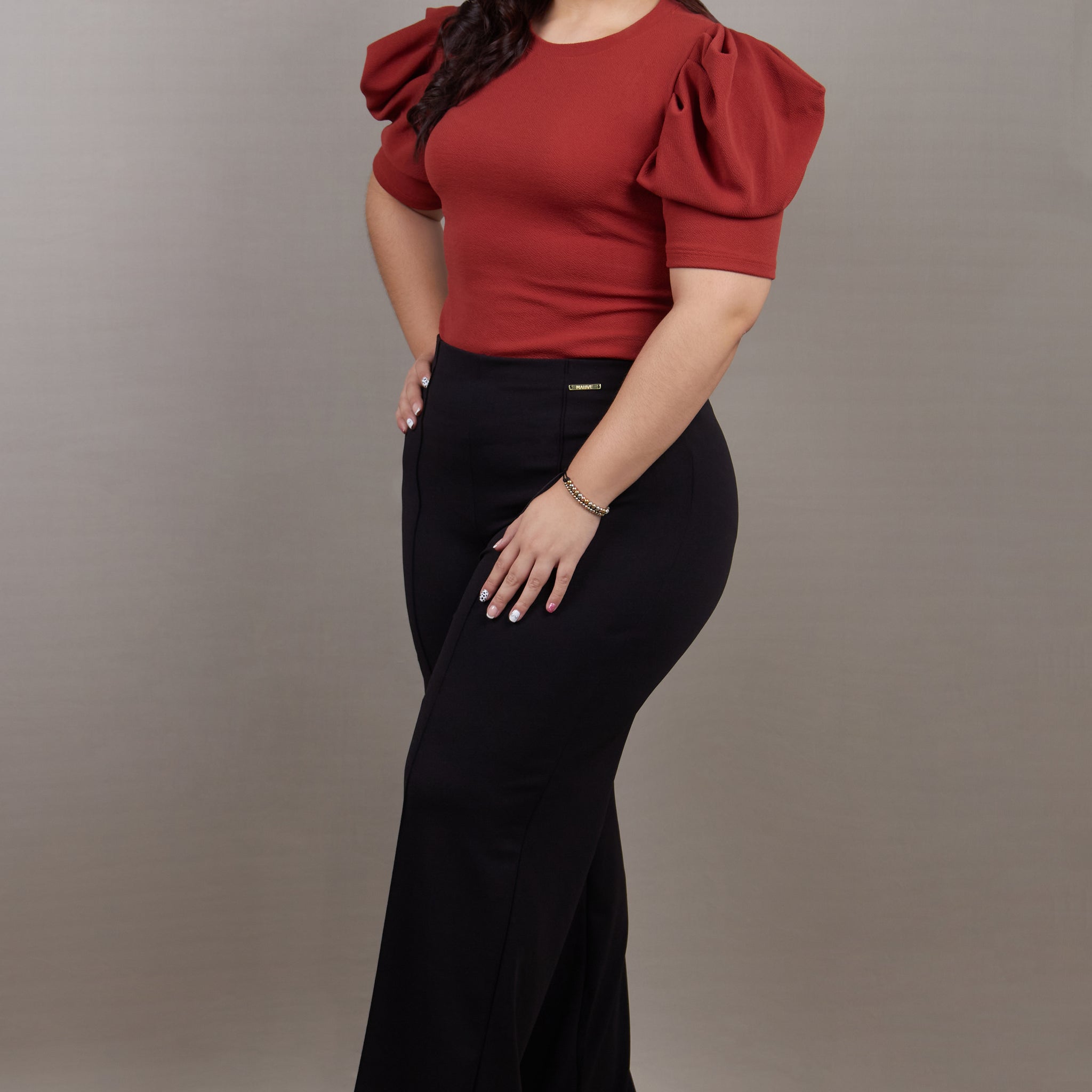 Pantalon Tiro Alto Vena Delantera Plus