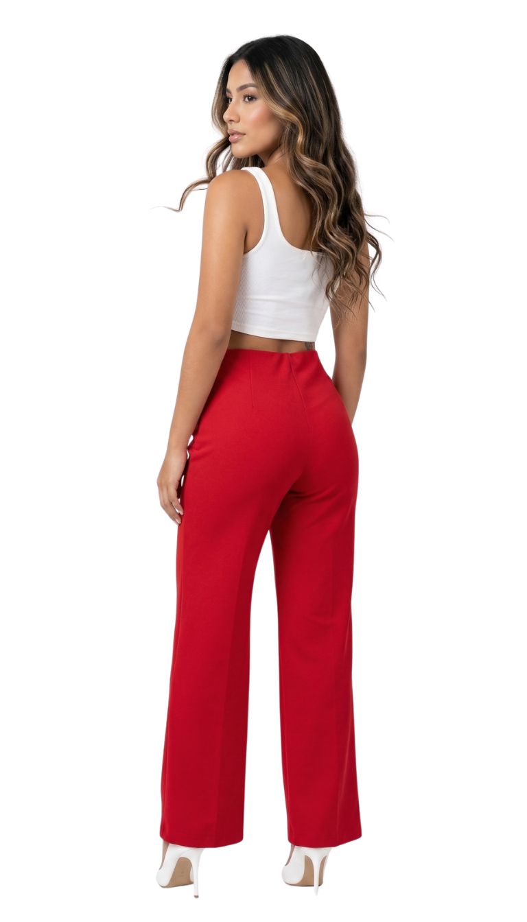 Pantalon Tiro Alto Crepe Vena Delantera