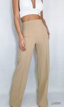 Pantalon Tiro Alto Crepe Vena Delantera
