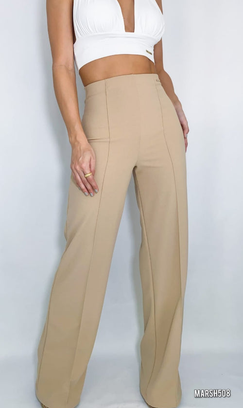 Pantalon Tiro Alto Crepe Vena Delantera