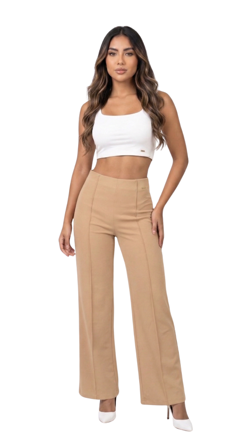 Pantalon Tiro Alto Crepe Vena Delantera