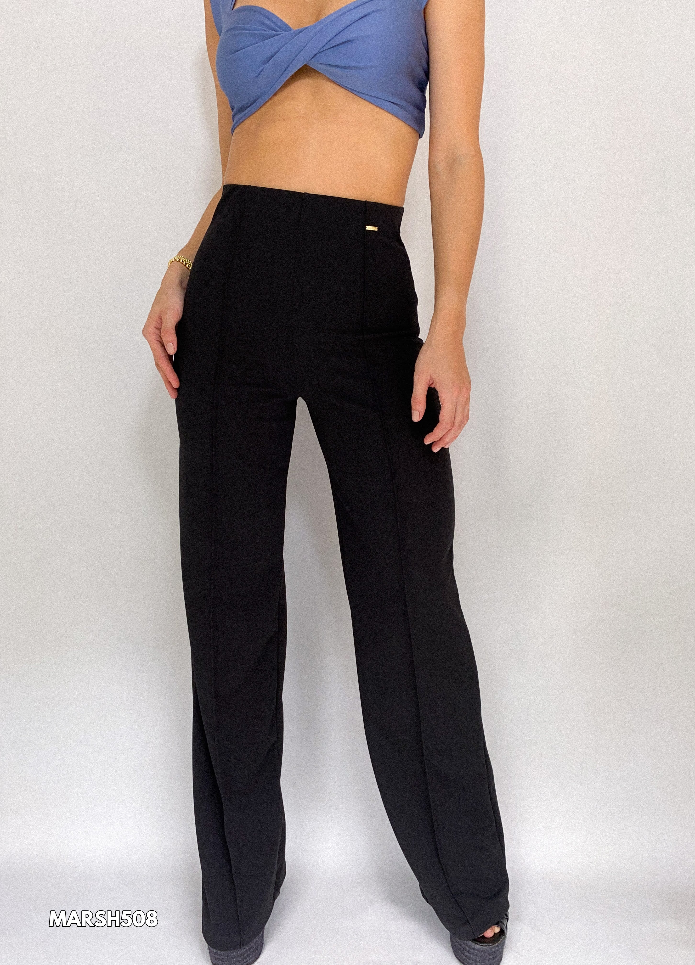 Pantalon Tiro Alto Crepe Vena Delantera