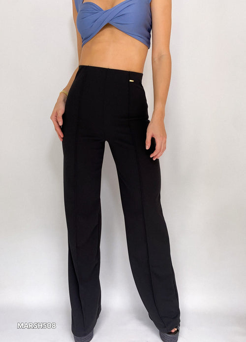 Pantalon Tiro Alto Crepe Vena Delantera