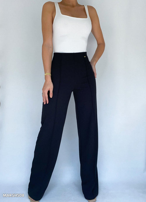 Pantalon Tiro Alto Crepe Vena Delantera