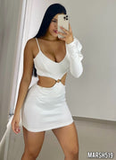 Vestido Manga Larga Tiras Descubierto C
