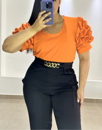 Blusa Manga Bombacha Cuello Redondo Plus