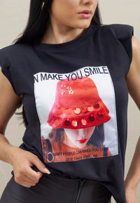 Blusa Hombreras Aplique