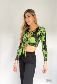 Blusa Manga Larga Abertura Delantero