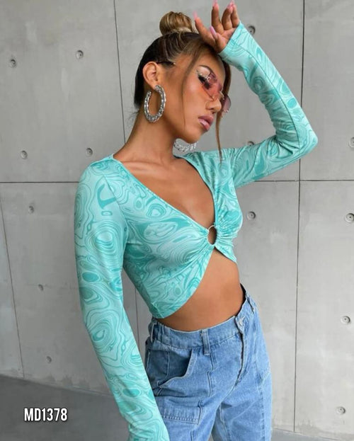 Blusa Manga Larga Con Aro En El Centro