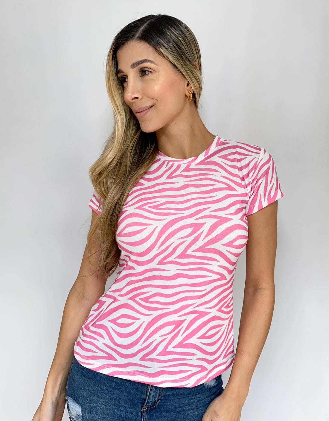 Blusa Estampada Cebra Manga Corta