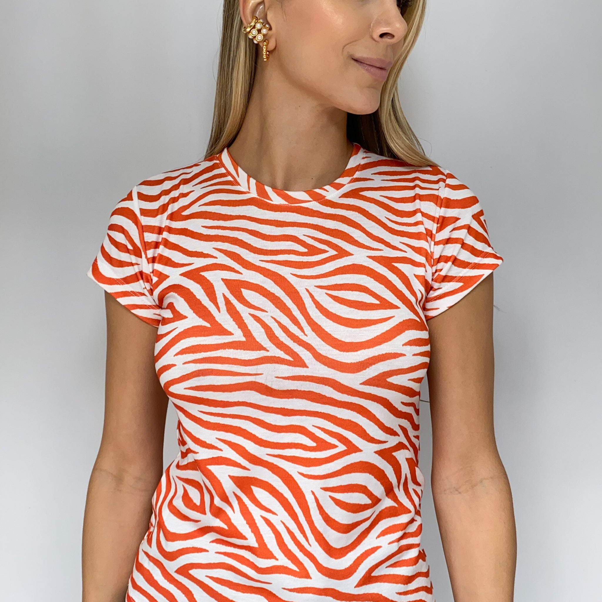 Blusa Estampada Cebra Manga Corta