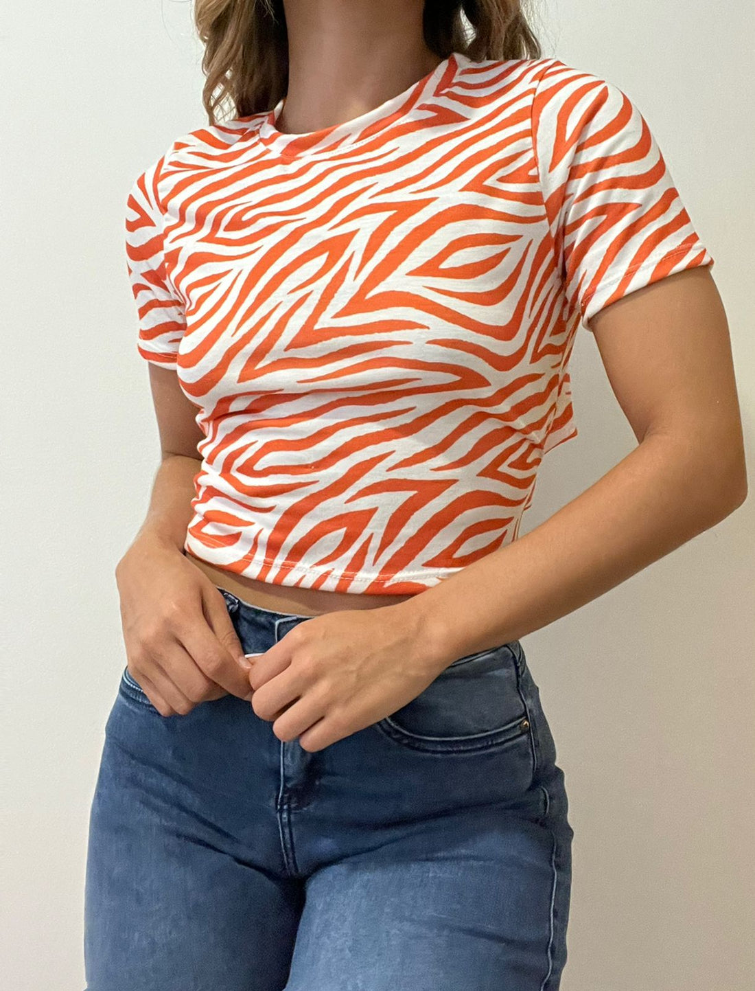 Blusa Manga Corta Amarrar Atras Cebra