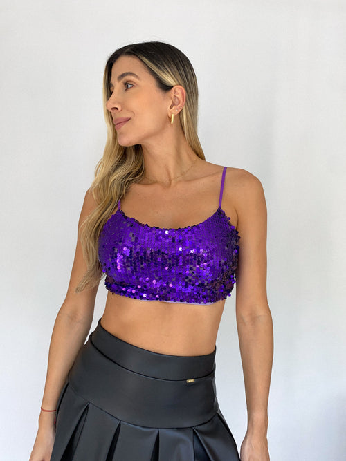 Crop Top Tiras Lentejuela