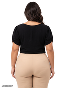 Blusa Manga Corta Nudo En La Manga Plus