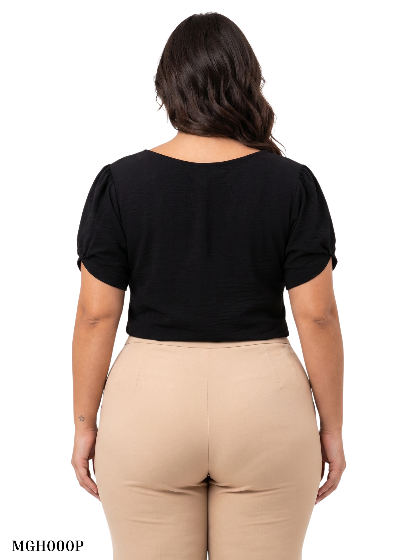 Blusa Manga Corta Nudo En La Manga Plus