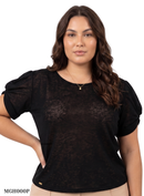Blusa Manga Corta Nudo En La Manga Plus
