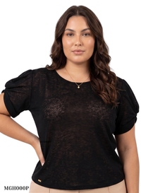Blusa Manga Corta Nudo En La Manga Plus