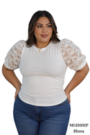 Blusa Manga Corta Encaje Solo Fondo
