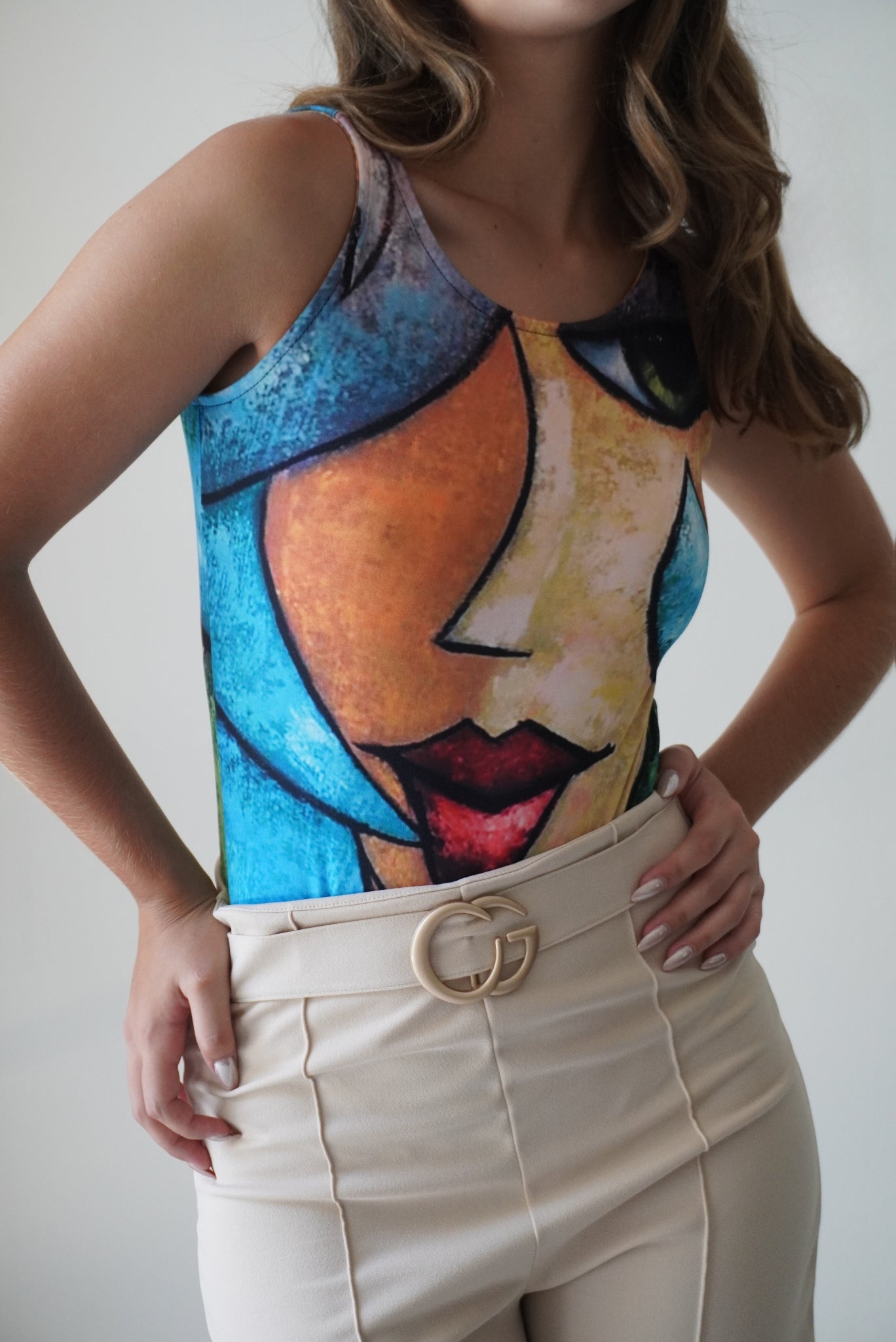 Body Manga Sisa Estampado Rostro