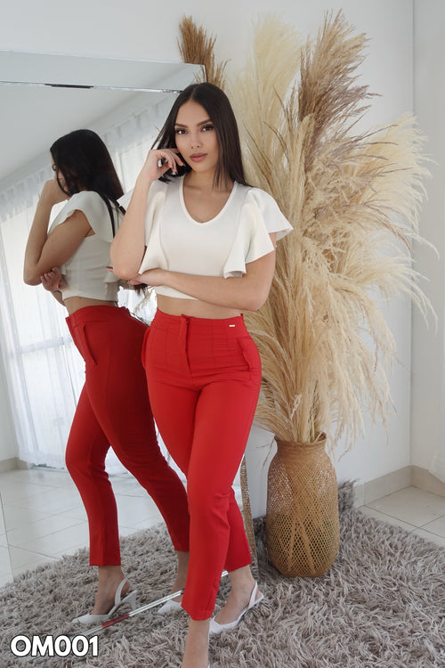 Pantalon Tiro Alto Pliegues