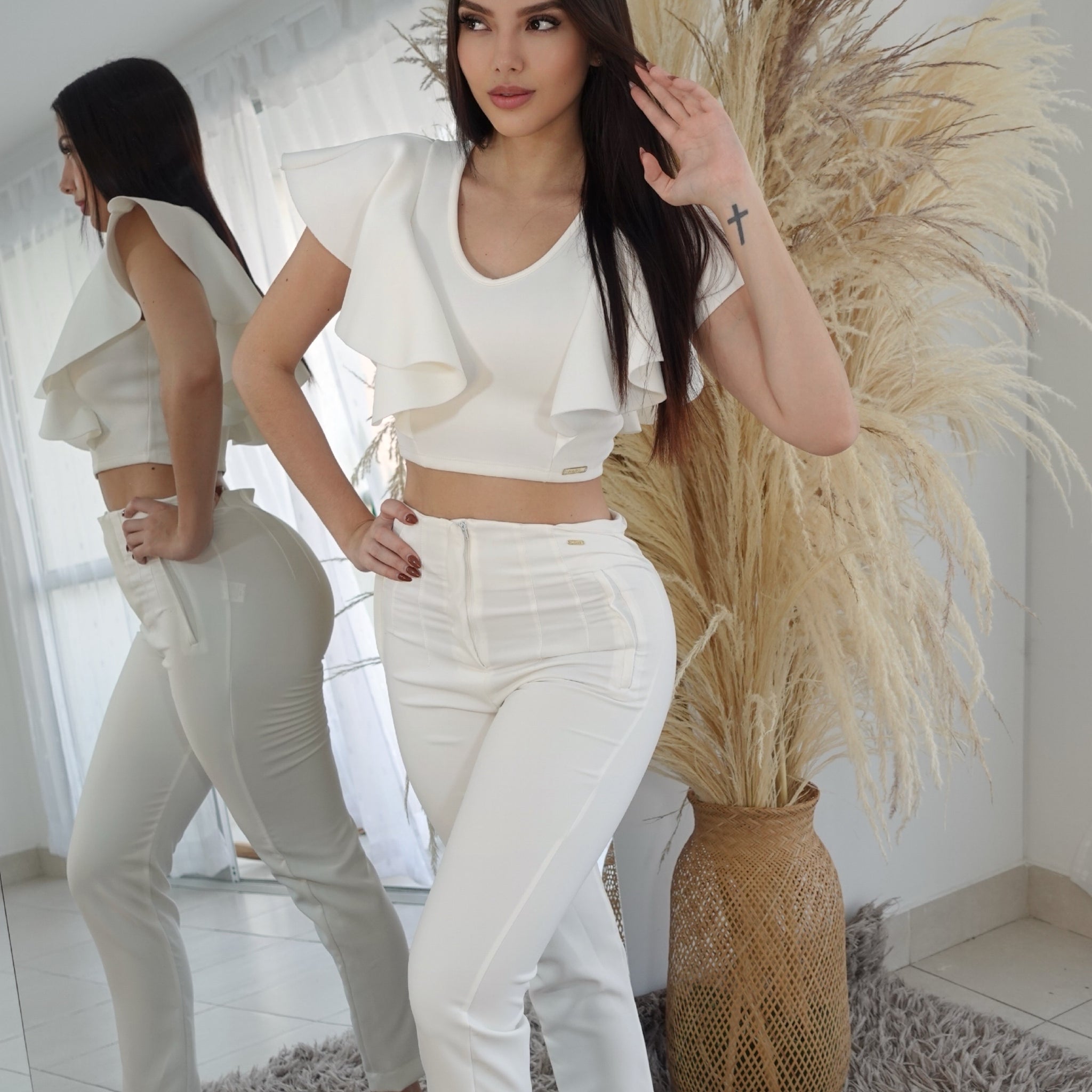 Pantalon Tiro Alto Pliegues
