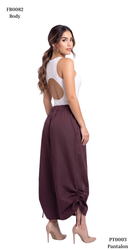 Pantalon Ajuste Fruncido Con Lazo Tobill