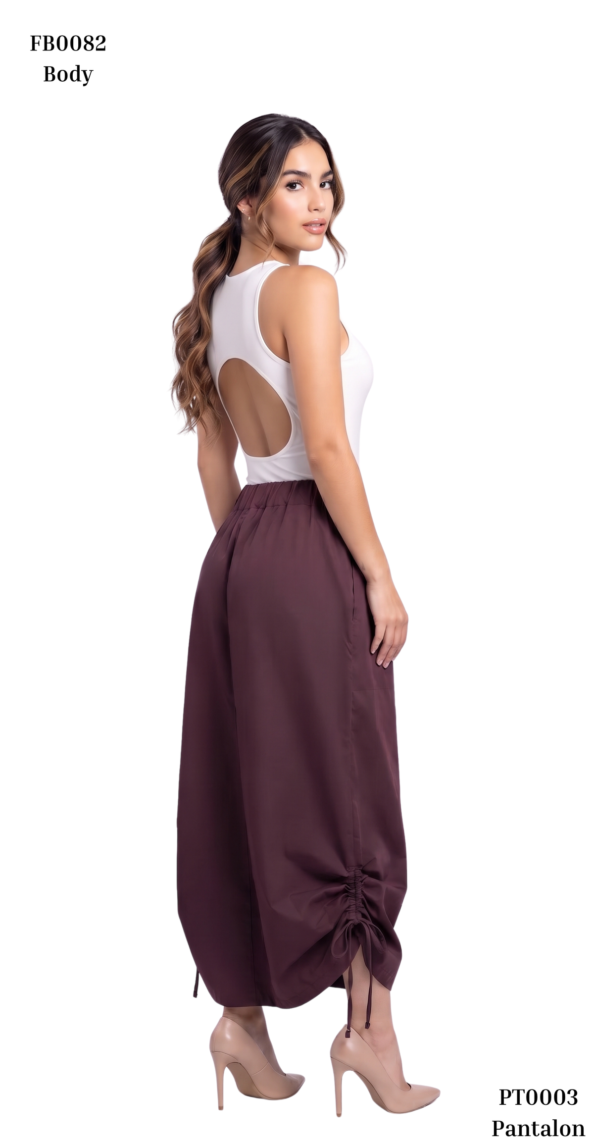Pantalon Ajuste Fruncido Con Lazo Tobill