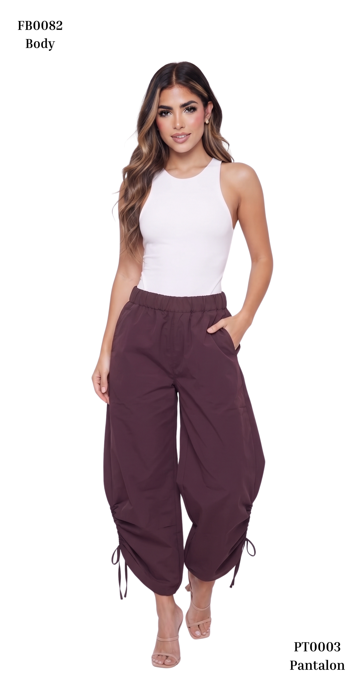 Pantalon Ajuste Fruncido Con Lazo Tobill