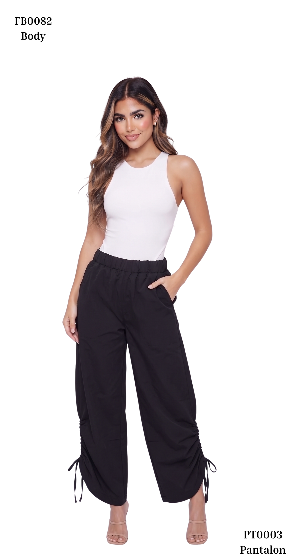 Pantalon Ajuste Fruncido Con Lazo Tobill
