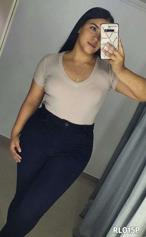 Blusa Manga Corta Cuello En V Talla Plus