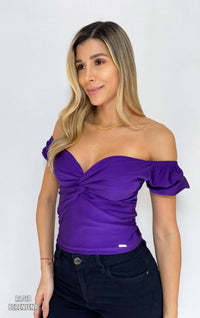 Blusa Manga Corta Resorte Cruzada