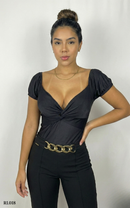 Blusa Manga Corta Resorte Cruzada