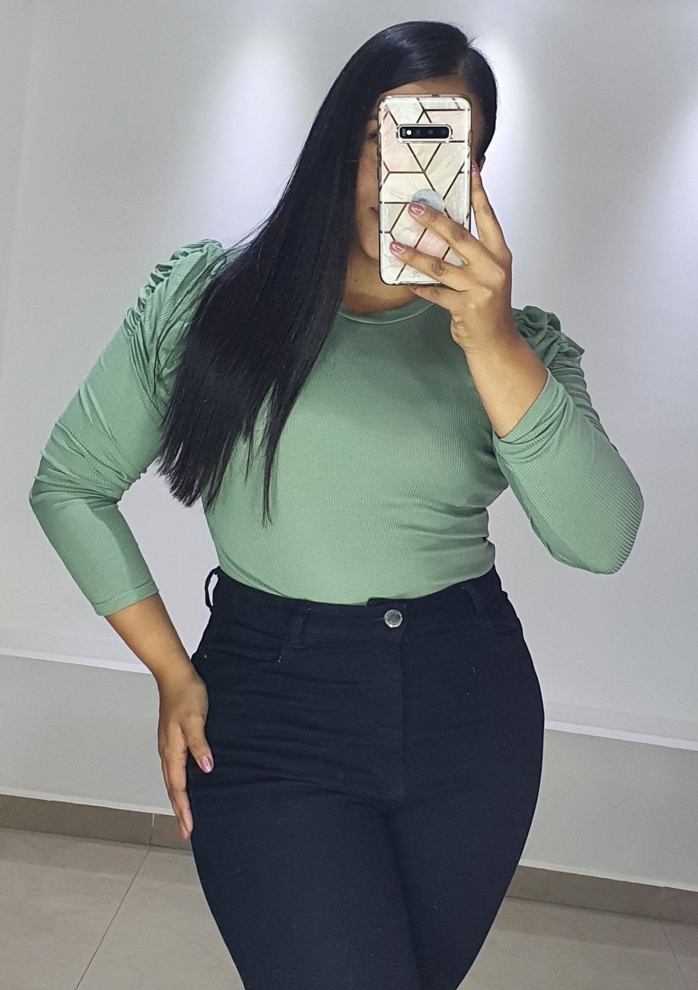 Blusa Manga Larga Bombacha Talla Plus