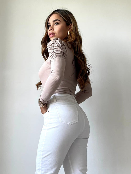 Blusa Manga Larga Bombacha Cuello Redond