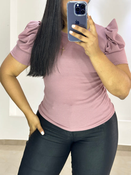 Blusa Manga Corta Rib Globo Plus