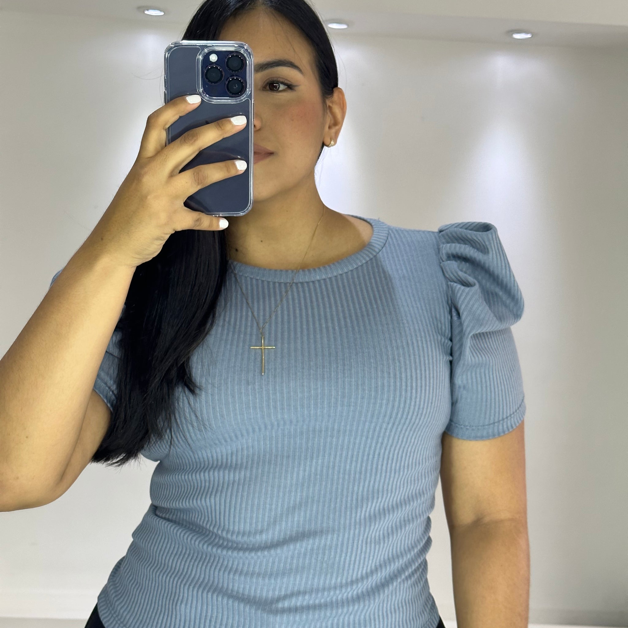 Blusa Manga Corta Rib Globo Plus