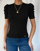 Blusa Manga Corta Resorte Cuello Redondo