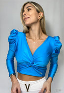 Blusa Escote Nudo Manga Larga Bombacha