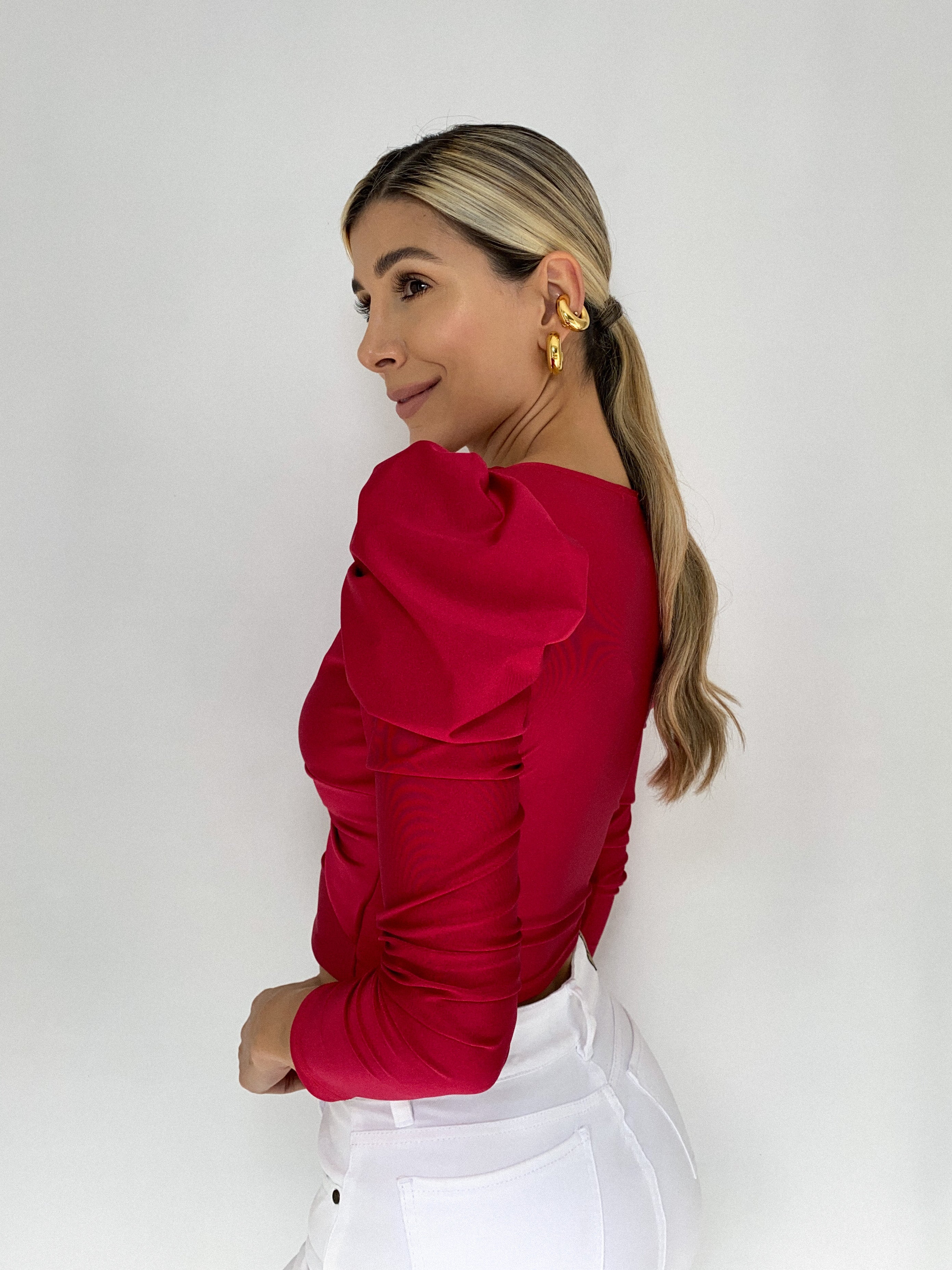 Blusa Escote Nudo Manga Larga Bombacha