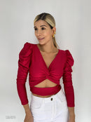 Blusa Escote Nudo Manga Larga Bombacha