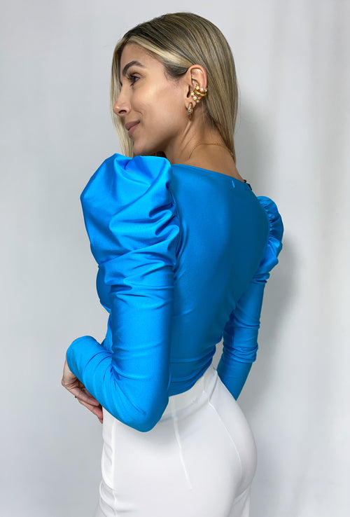 Blusa Escote Nudo Manga Larga Bombacha