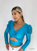 Blusa Escote Nudo Manga Larga Bombacha