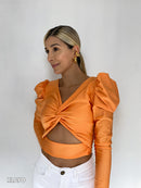 Blusa Escote Nudo Manga Larga Bombacha