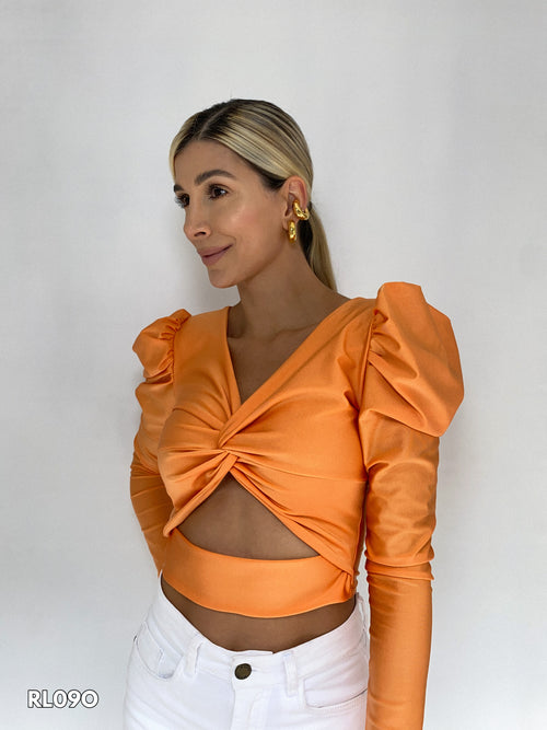 Blusa Escote Nudo Manga Larga Bombacha