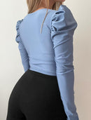 Blusa Escote Nudo Manga Larga Bombacha