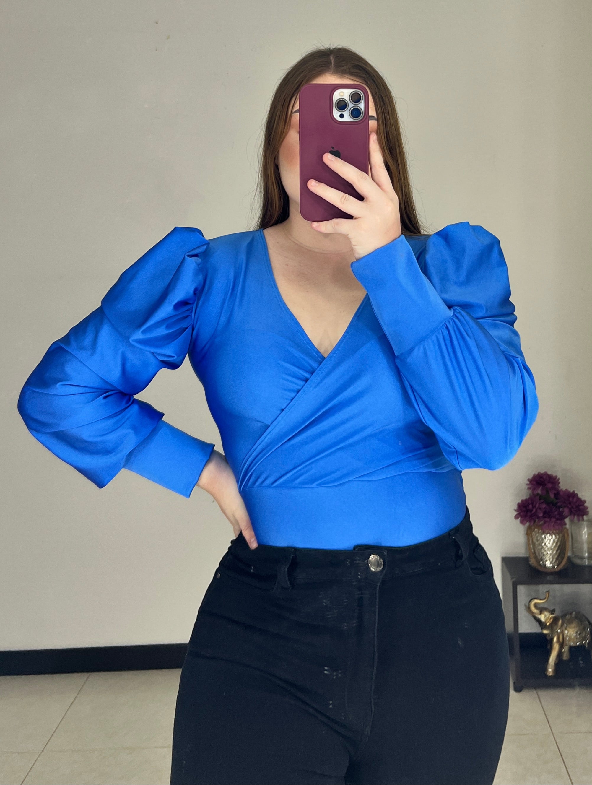 Body Manga Larga Cruzado Tallas Plus