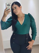 Body Manga Larga Cruzado Tallas Plus