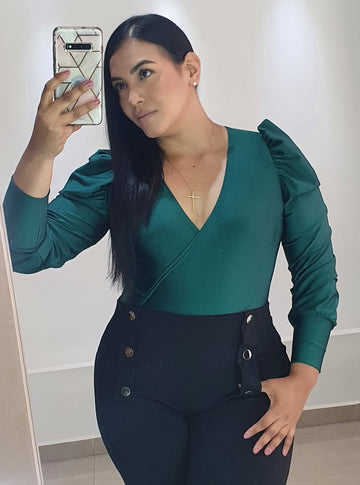 Body Manga Larga Cruzado Tallas Plus
