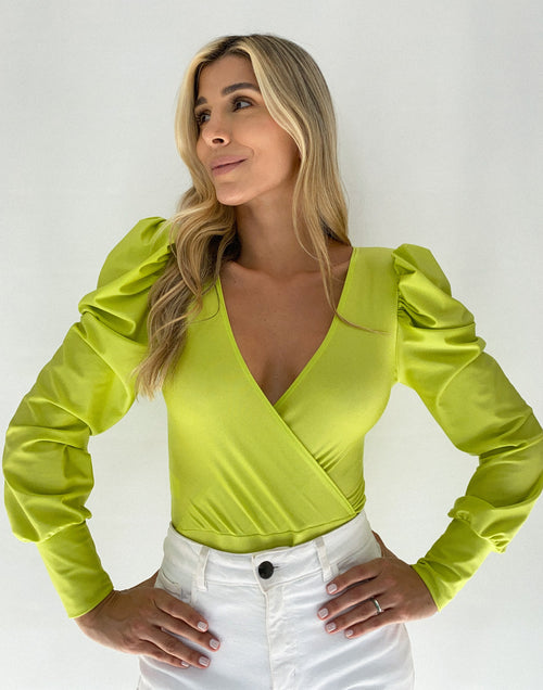 Body Manga Larga Cruzado Destellante