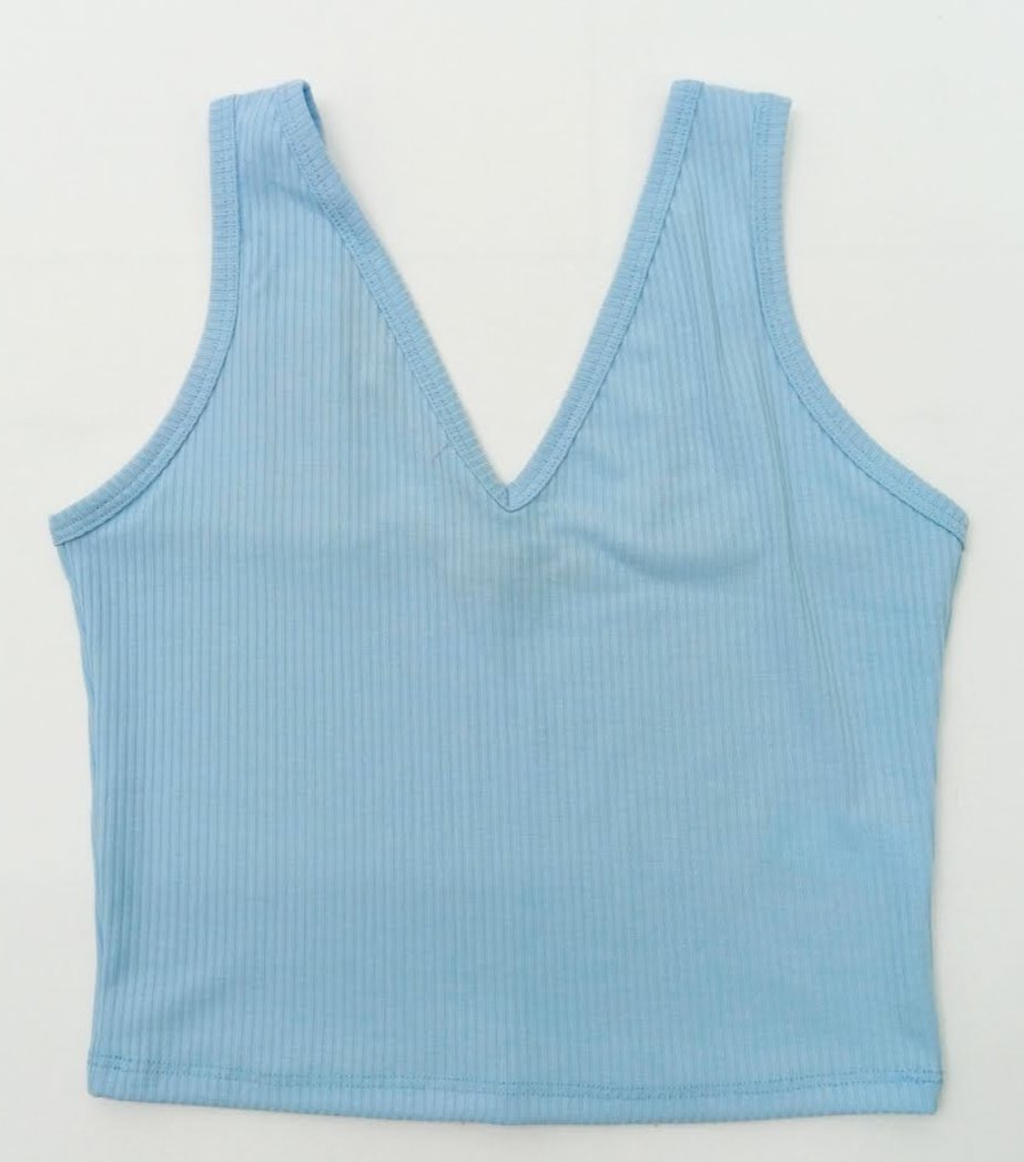 Blusa En Rib Manga Sisa Cuello V